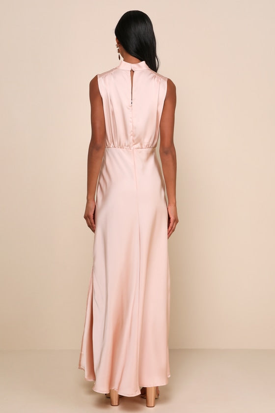 Classic Elegance Wine Satin Maxi Dress