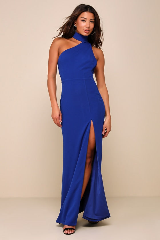 Keep It Interesting Hot Pink Asymmetrical Halter Maxi Dress