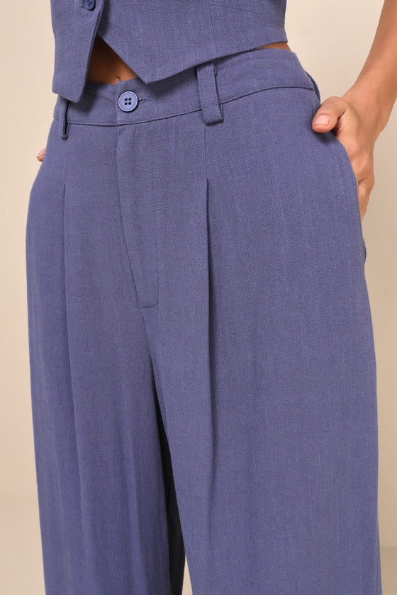 Suits You Perfectly Beige Linen Wide-Leg Pants