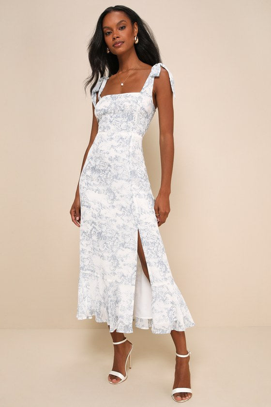 Summer Invite Black Tie-Strap Tiered Midi Dress