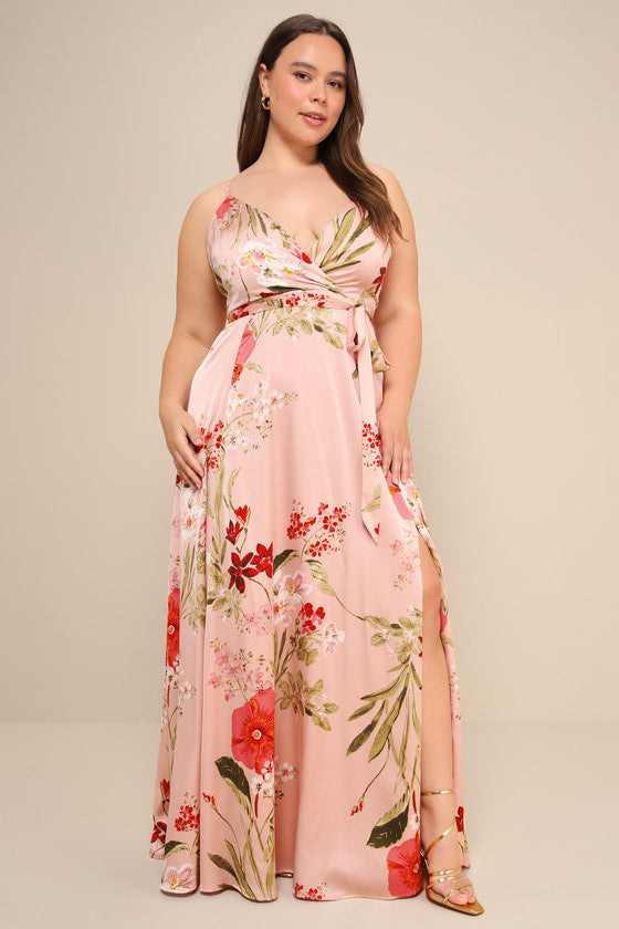 Still the One Blue Floral Print Satin Maxi Dress