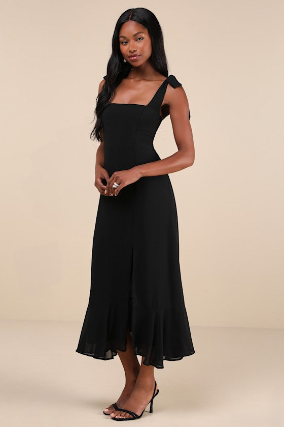 Summer Invite Royal Blue Tie-Strap Tiered Midi Dress