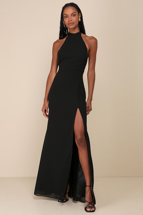 Captured Your Heart Dark Purple Halter Maxi Dress