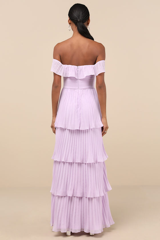 Always Remarkable Black Pleated Off-the-Shoulder Maxi Dress