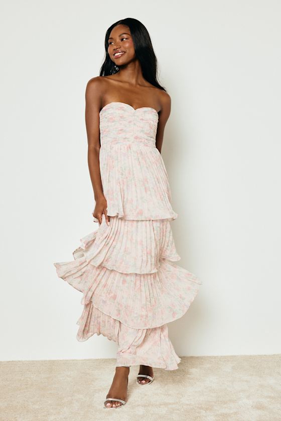 Seriously Sensational White Strapless Tiered Maxi Dress