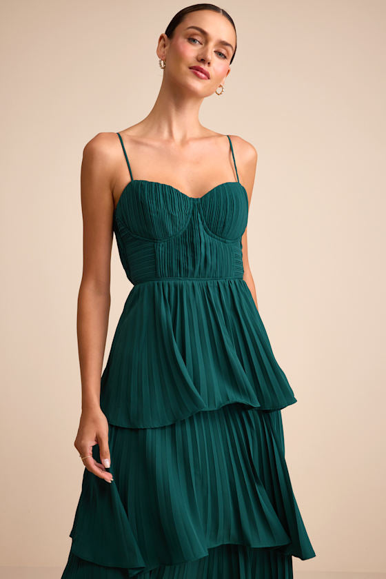 Cascading Crush Lavender Tiered Bustier Midi Dress