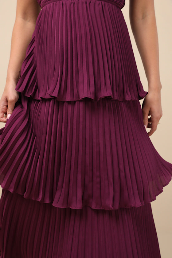 Cascading Crush Black Tiered Bustier Midi Dress