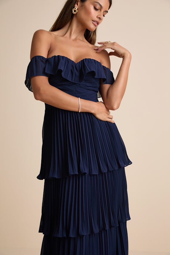 Always Remarkable Pink Pleated Off-the-Shoulder Maxi Dress