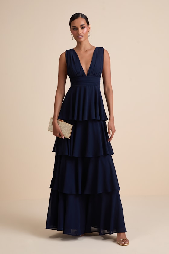 Amazing Evening Black Tiered Maxi Dress