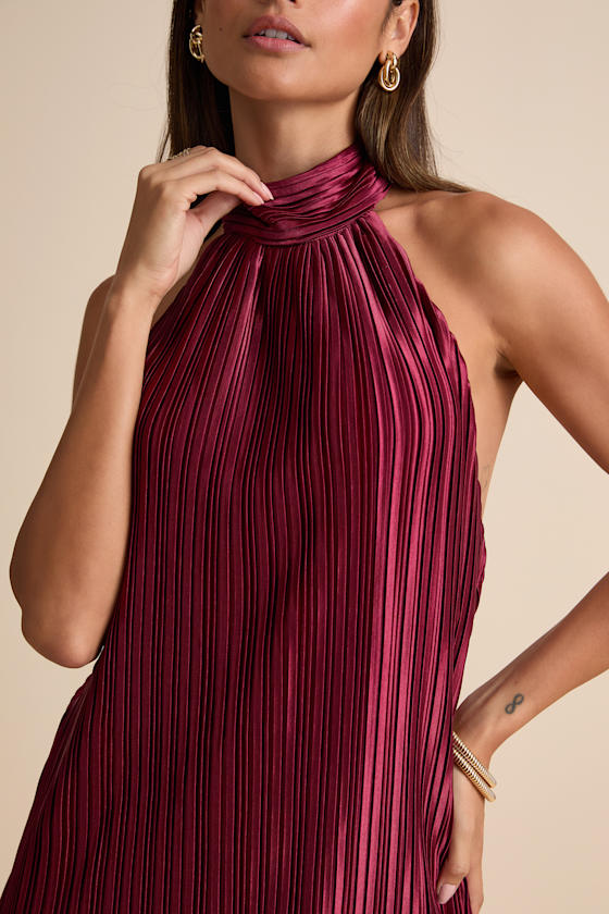 Gwenny Dark Navy Satin Plisse Maxi Dress