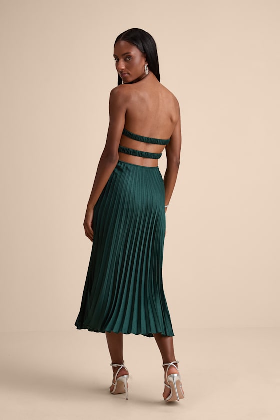 Irelyn Light Brown Satin Bustier Midi Dress