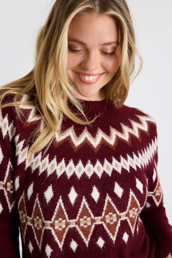 Becklynn Taupe Fair Isle Sweater Mini Dress