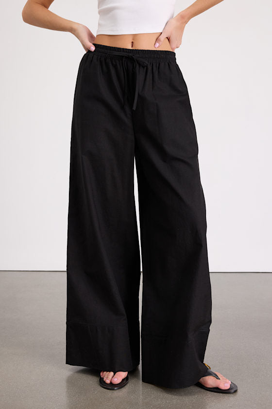 Brisa Beige Cuffed Wide-Leg Pants