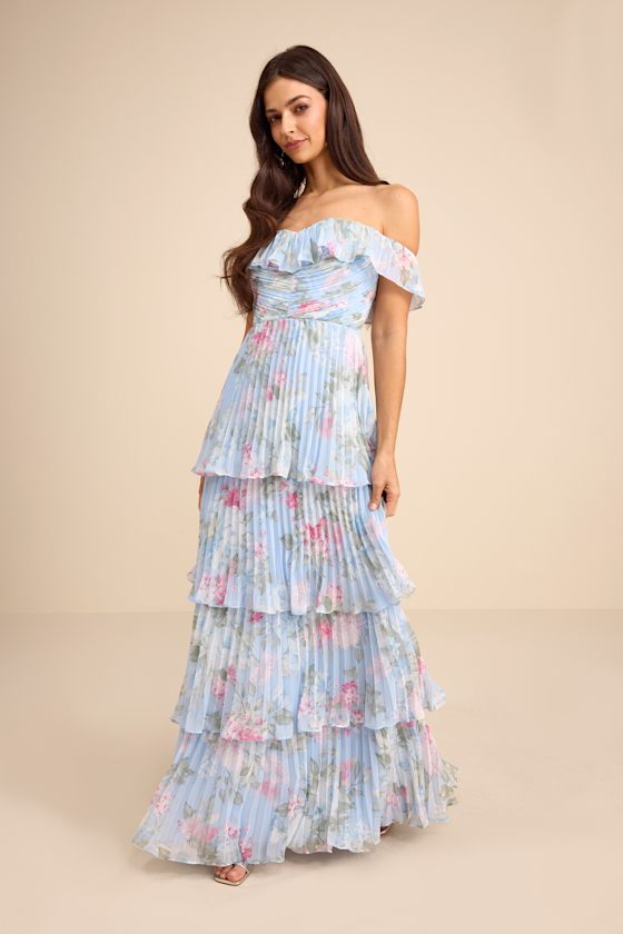 Always Remarkable Lavender Pleated Off-the-Shoulder Maxi Dress