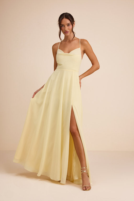Romantically Speaking Sage Green Cowl Lace-Up Maxi Dress