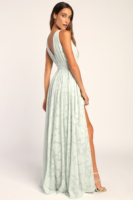 Sweet Sophistication Light Blue Burnout Floral Maxi Dress