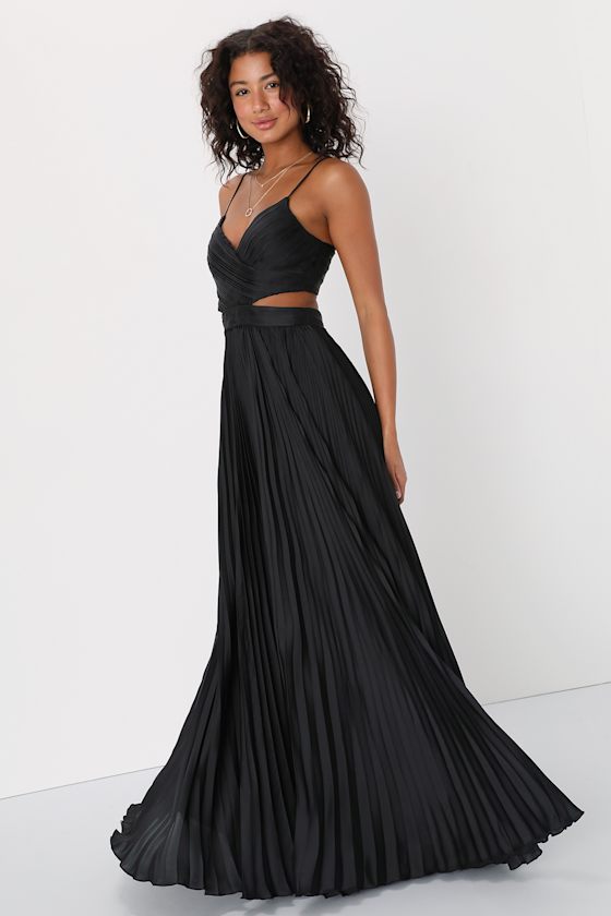Got the Glam Emerald Green Pleated Cutout Maxi Dress