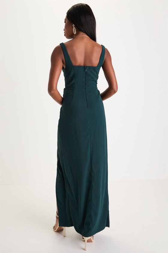 Glamorous Disposition Burgundy Ruched Maxi Dress