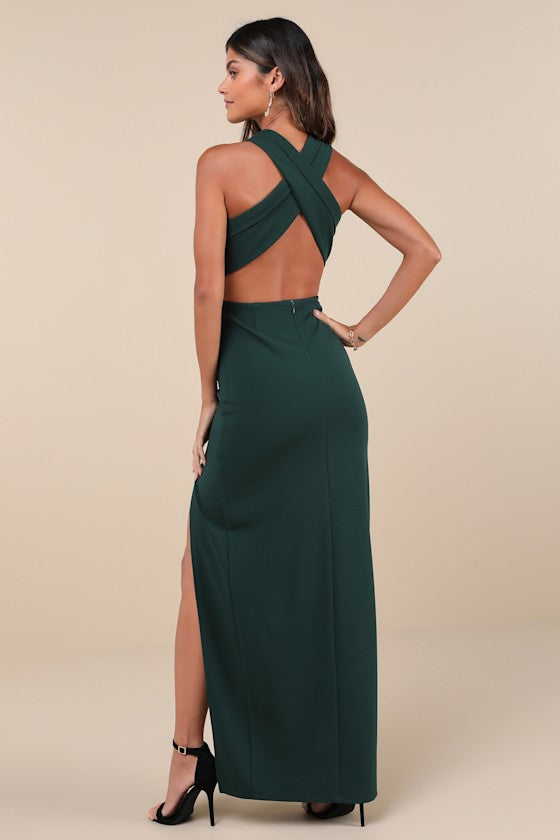 Head to Cocktail Hour Burgundy Halter Neck Maxi Dress