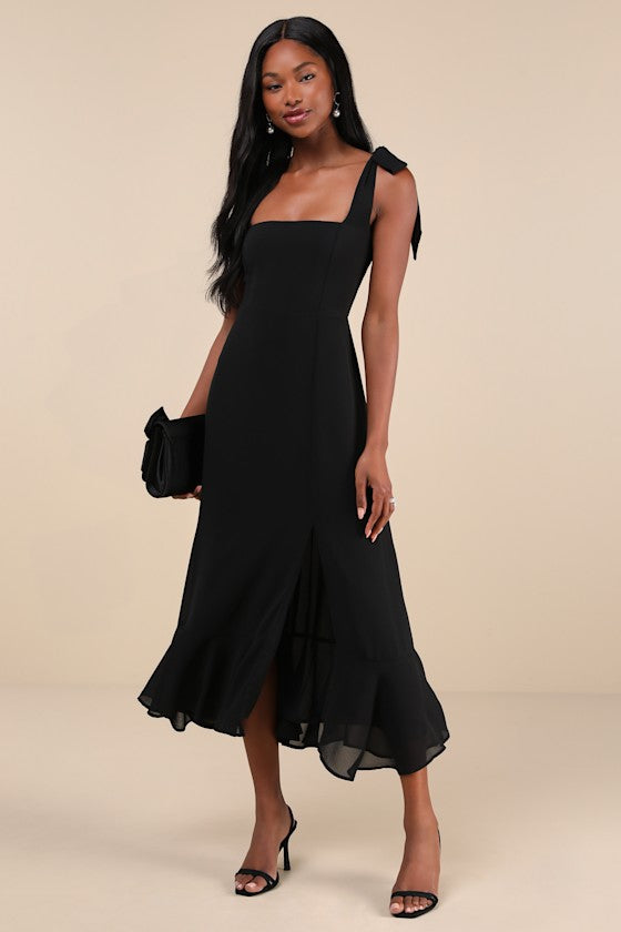Summer Invite White and Blue Toile Tie-Strap Tiered Midi Dress