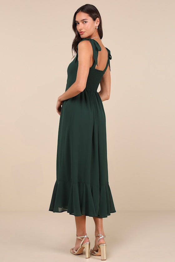 Summer Invite Royal Blue Tie-Strap Tiered Midi Dress