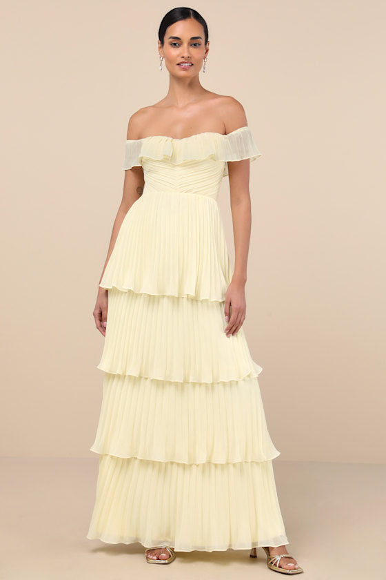 Always Remarkable Pink Pleated Off-the-Shoulder Maxi Dress
