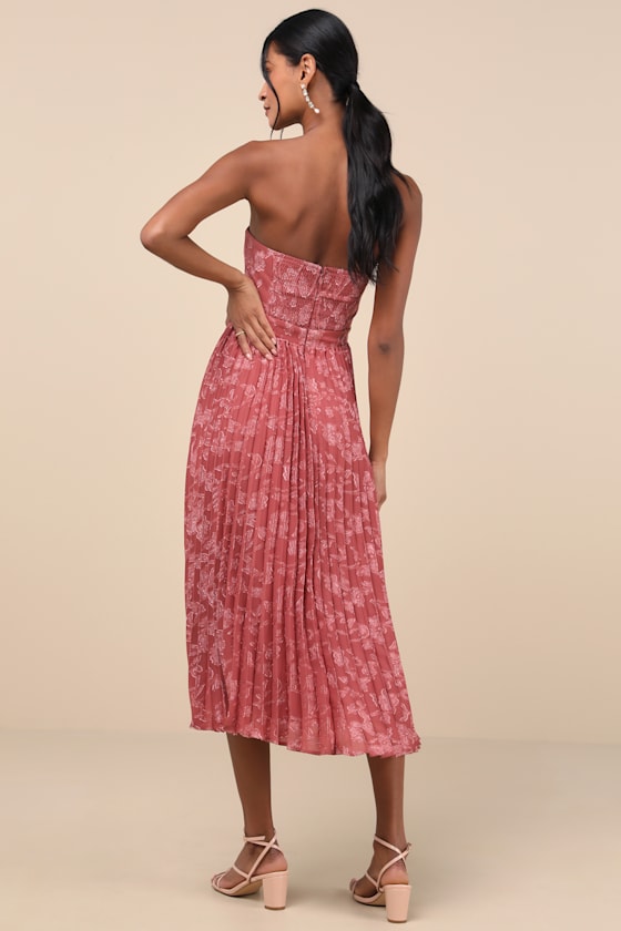 Perfectly Stunning Yellow Jacquard Strapless Midi Dress
