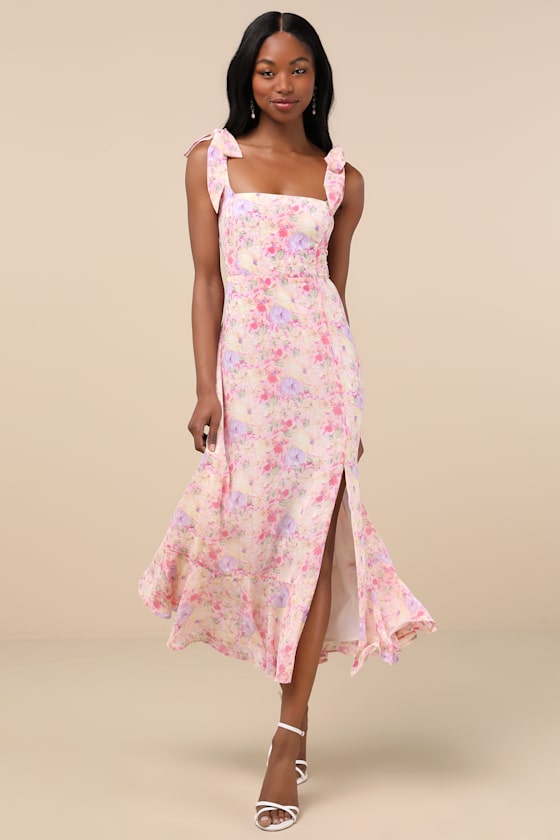 Summer Invite Black Tie-Strap Tiered Midi Dress