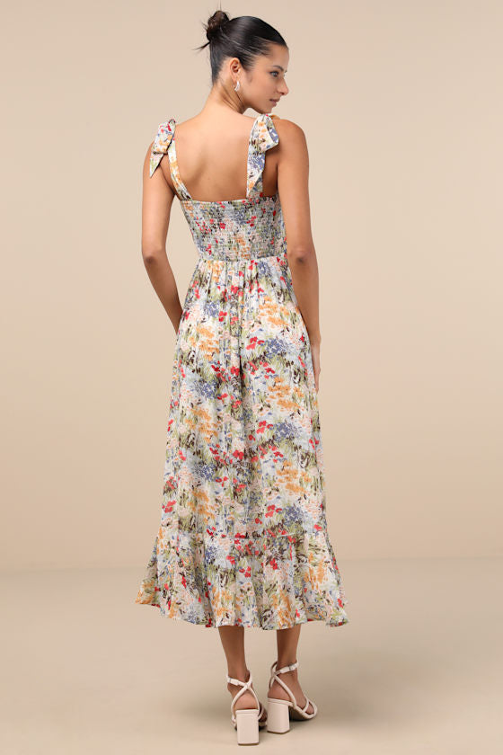 Summer Invite Royal Blue Tie-Strap Tiered Midi Dress
