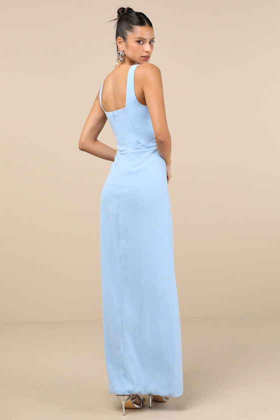 Glamorous Disposition Navy Ruched Maxi Dress