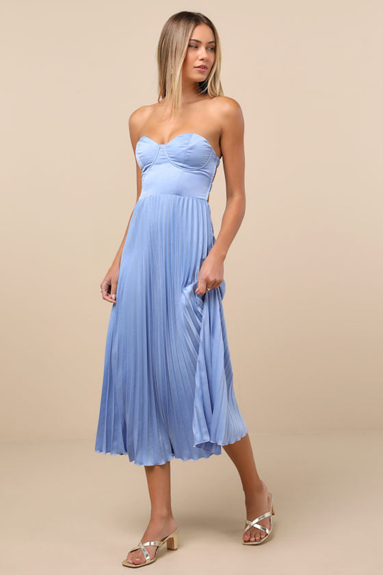 Irelyn White Satin Bustier Midi Dress