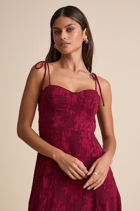 Loveliest Looks Blush Pink Floral Jacquard Tie-Strap Midi Dress