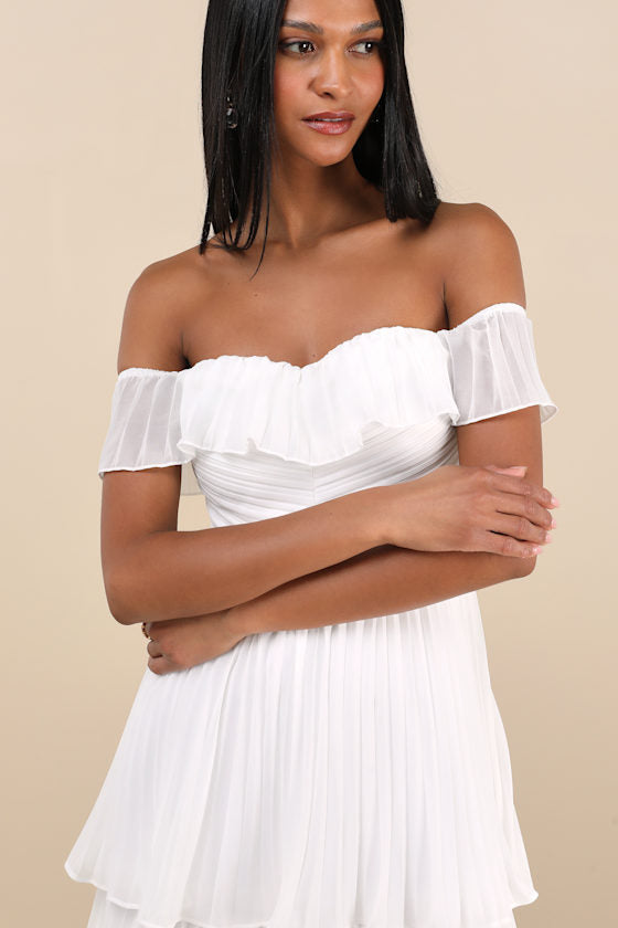 Always Remarkable Black Pleated Off-the-Shoulder Maxi Dress