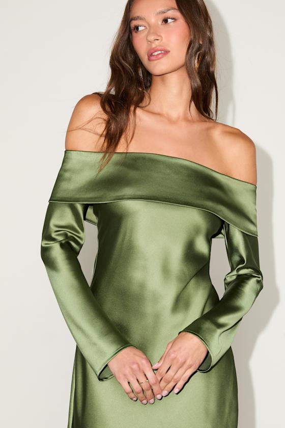 Luxurious Vision Berry Pink Satin Off-the-Shoulder Mini Dress