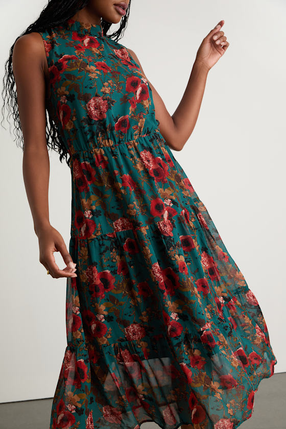 In My Dreams Mauve Floral Print Midi Dress