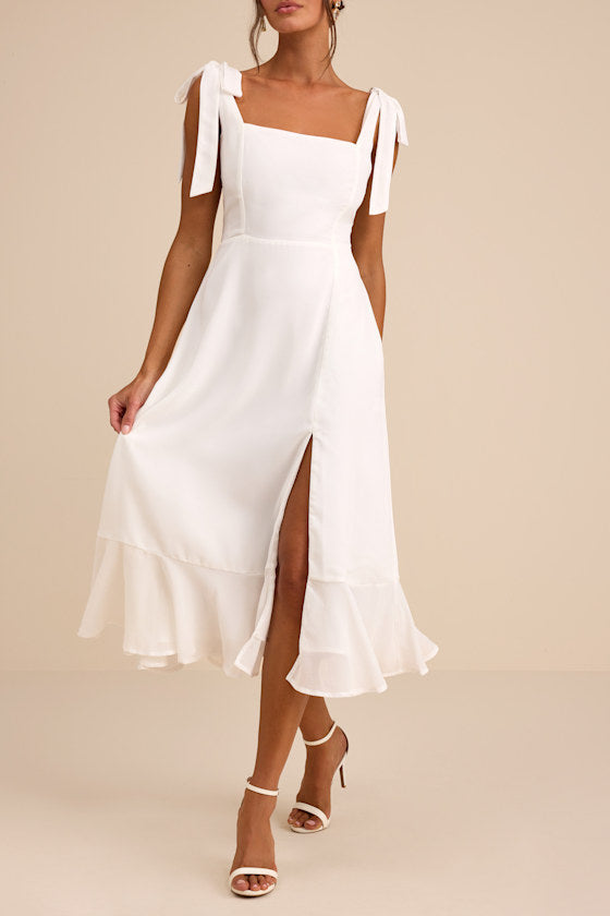 Summer Invite Royal Blue Tie-Strap Tiered Midi Dress