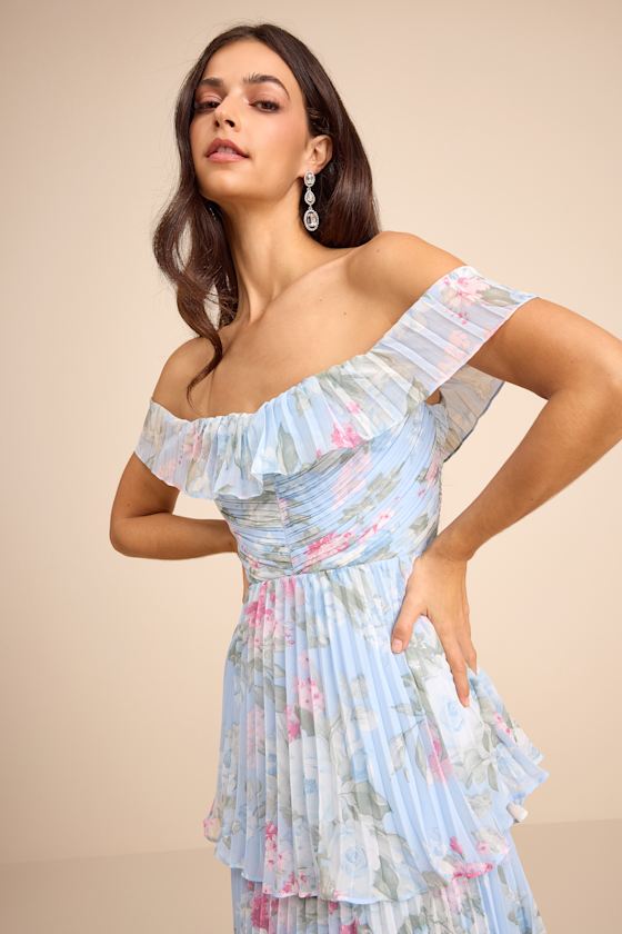 Always Remarkable Emerald Pleated Off-the-Shoulder Maxi Dress