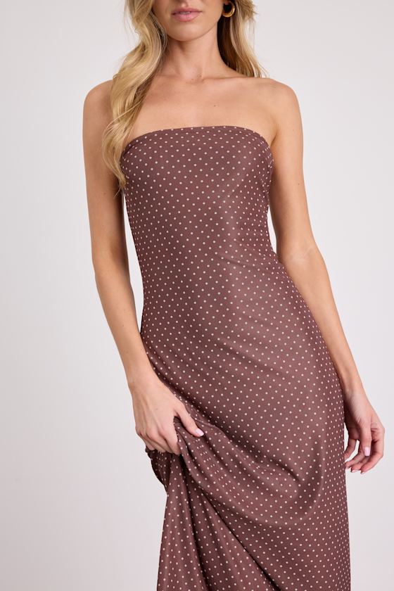 Jaylah Light Blue Multi Mesh Strapless Midi Dress